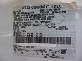 2002 FORD MUSTANG WHITE 3.8L MT F18034